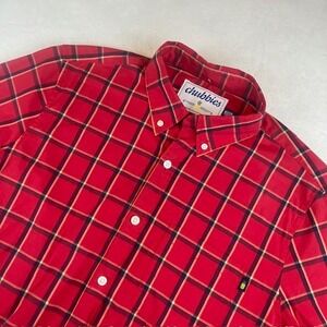 Chubbies‎ Men's Plaid Button Down Shirt Long Sleeve Red Casual Medium